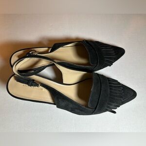 Ann Taylor black suede sling back kitten heel pumps 8 1/2 M